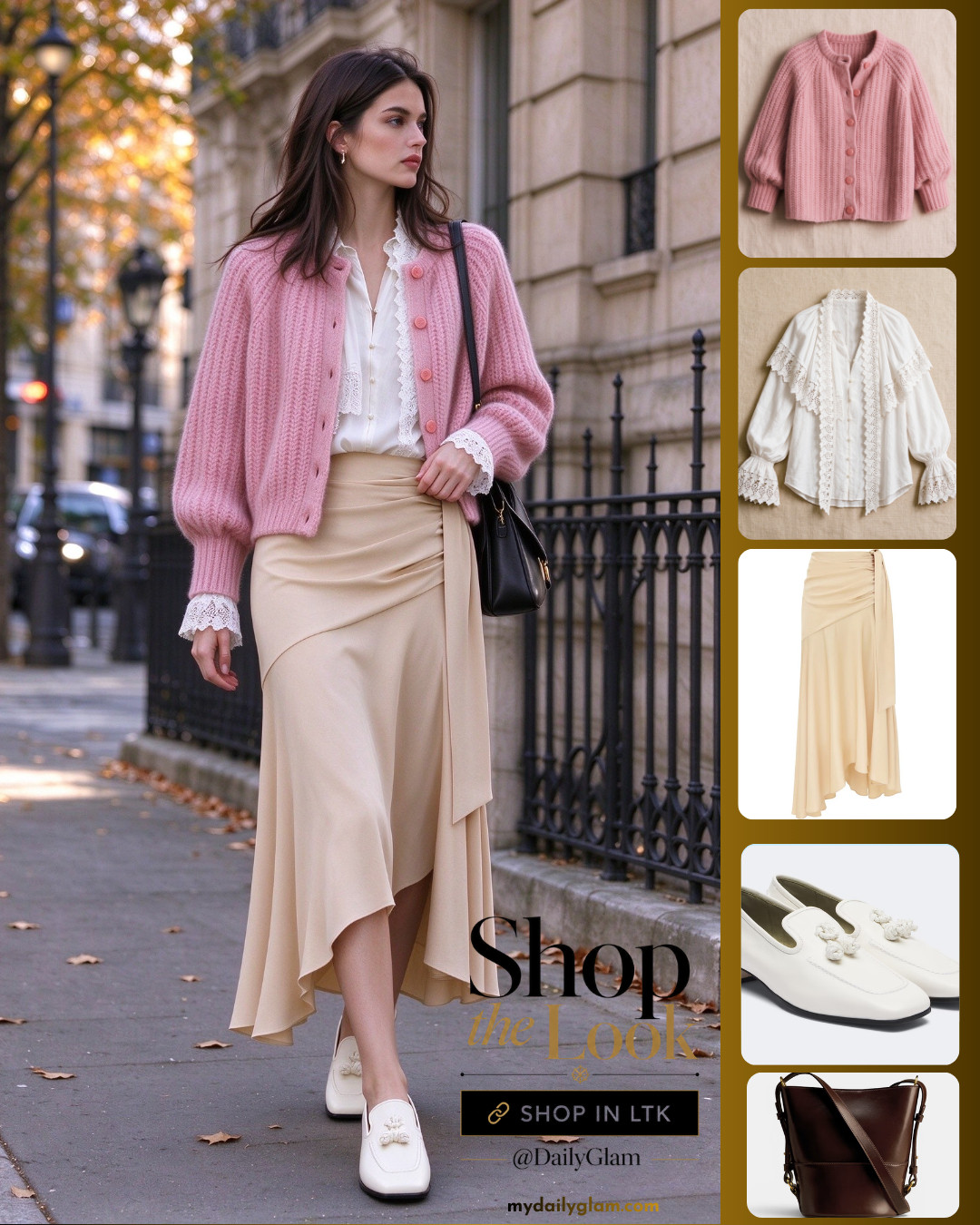 Autumn in Paris hits different 🤎
This cozy pink knit cardigan paired with a delicate lace blouse + draped satin midi skirt is my new go-to everyday fall look.
Soft feminine vibes, effortless chic, easy to dress up or down.


#ParisianStyle #FallOutfitInspo #PinkCardigan #LaceBlouse #MidiSkirtOutfit #EffortlessChic #SoftFeminineStyle #AutumnFashion #OOTDFall #FrenchStyle #ChicOutfits #WomensFallFashion 

 #LTKootd #LTKOver40 #LTKWorkwear