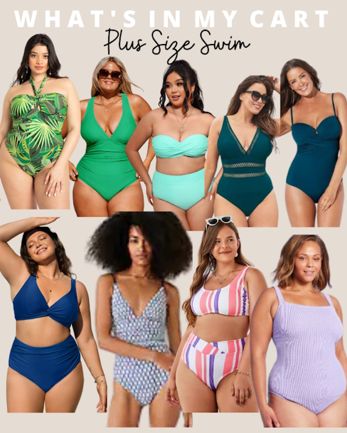 Plus size swim - one piece, bikinis, Strappy and strapless, cool colors

#LTKcurves #LTKSeasonal #LTKswim