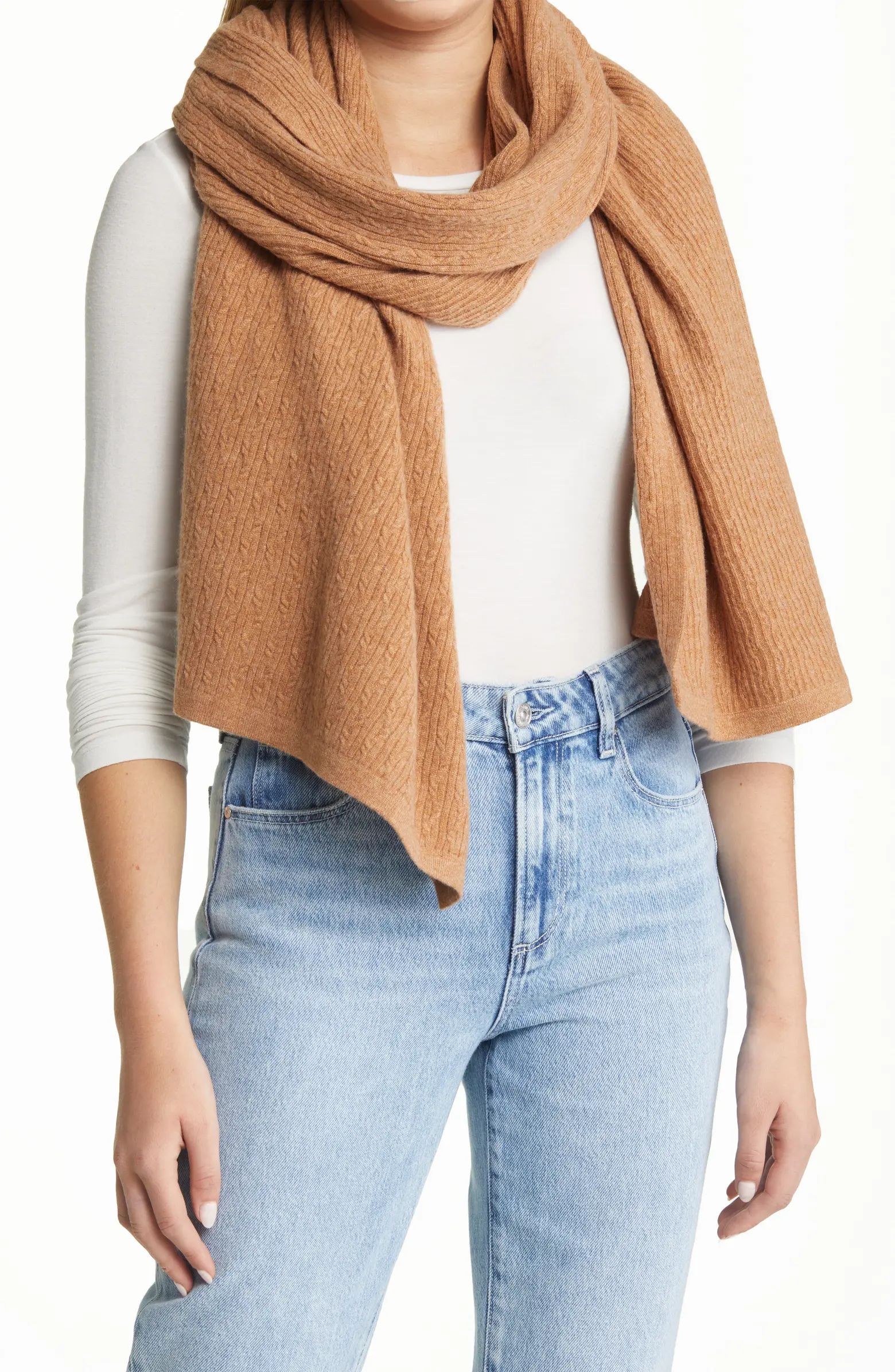 Nordstrom Cabled Rib Wool & Recycled Cashmere Scarf | Nordstrom | Nordstrom