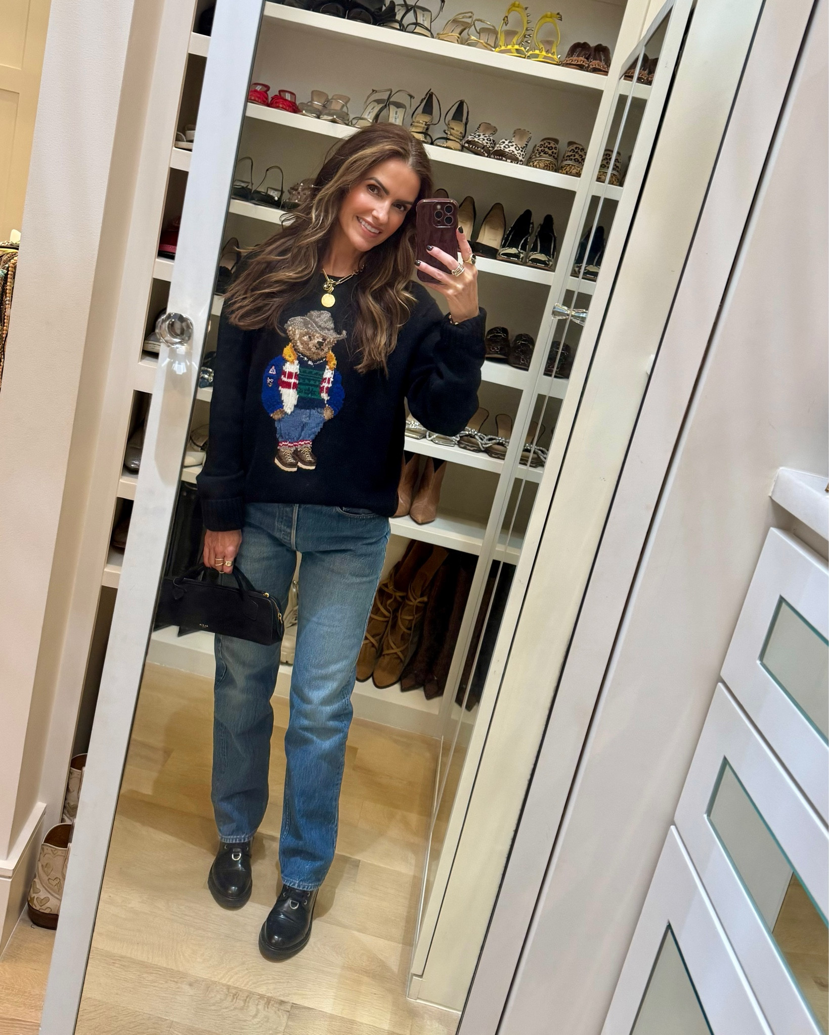 #gno off to bobbies airway grill celebrating a dear college friend tonight✨ found a few of my sold out/must have polo sweaters that i’ve linked below (fyi i’m wearing a large) * some other favs too! 

& i paired it along w my new vintage denim from @aavintedge

+ my go uber cool black boots (for warmth) & new black suede bag too! 

#LTKSaleAlert #LTKItBag #LTKStyleTip
