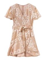 'Vincy' Floral Laced Wrap Mini Dress | Goodnight Macaroon