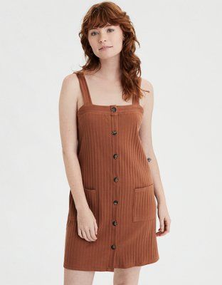 AE Square Neck Button Down Dress | American Eagle Outfitters (US & CA)