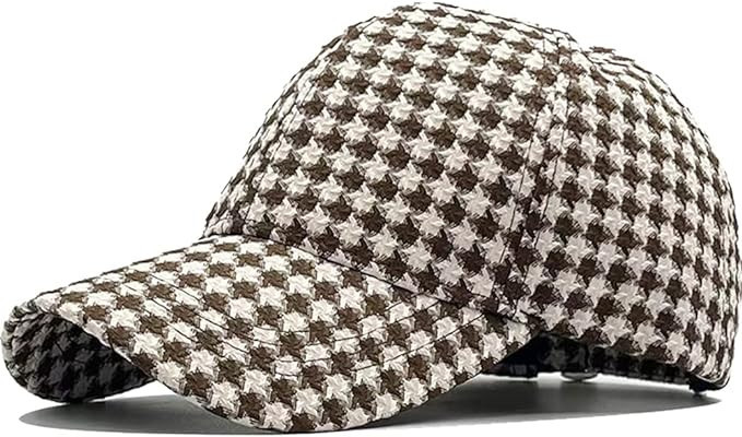 Unisex Retro Houndstooth Print Baseball Cap Casual Sun Protection Dad Hat Polo Style Trucker Hats... | Amazon (US)