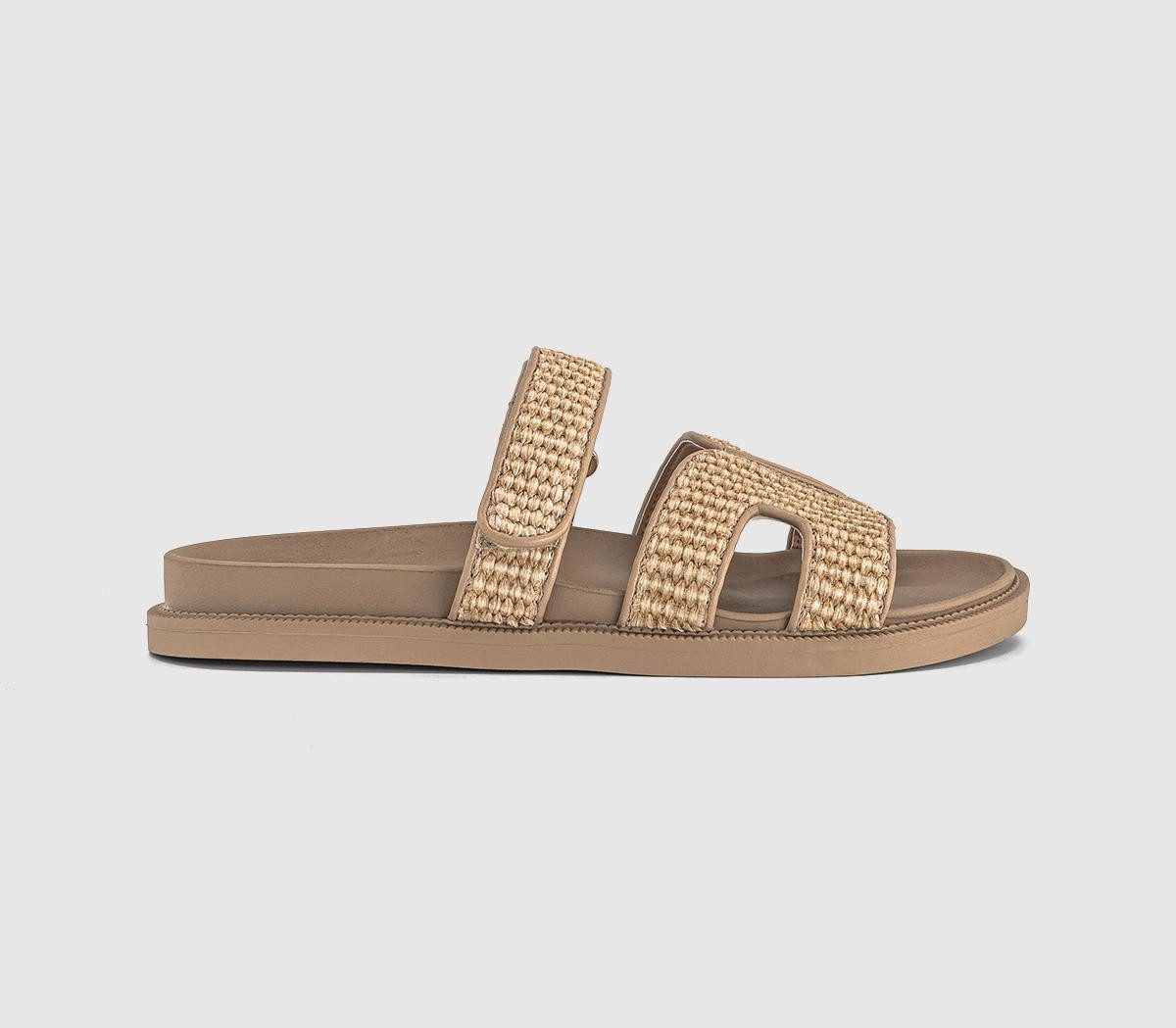 OFFICE Womens Serena Cut Out Two Strap Footbed Sandals Beige Raffia Natural, 7 | Office Shoes (UK)