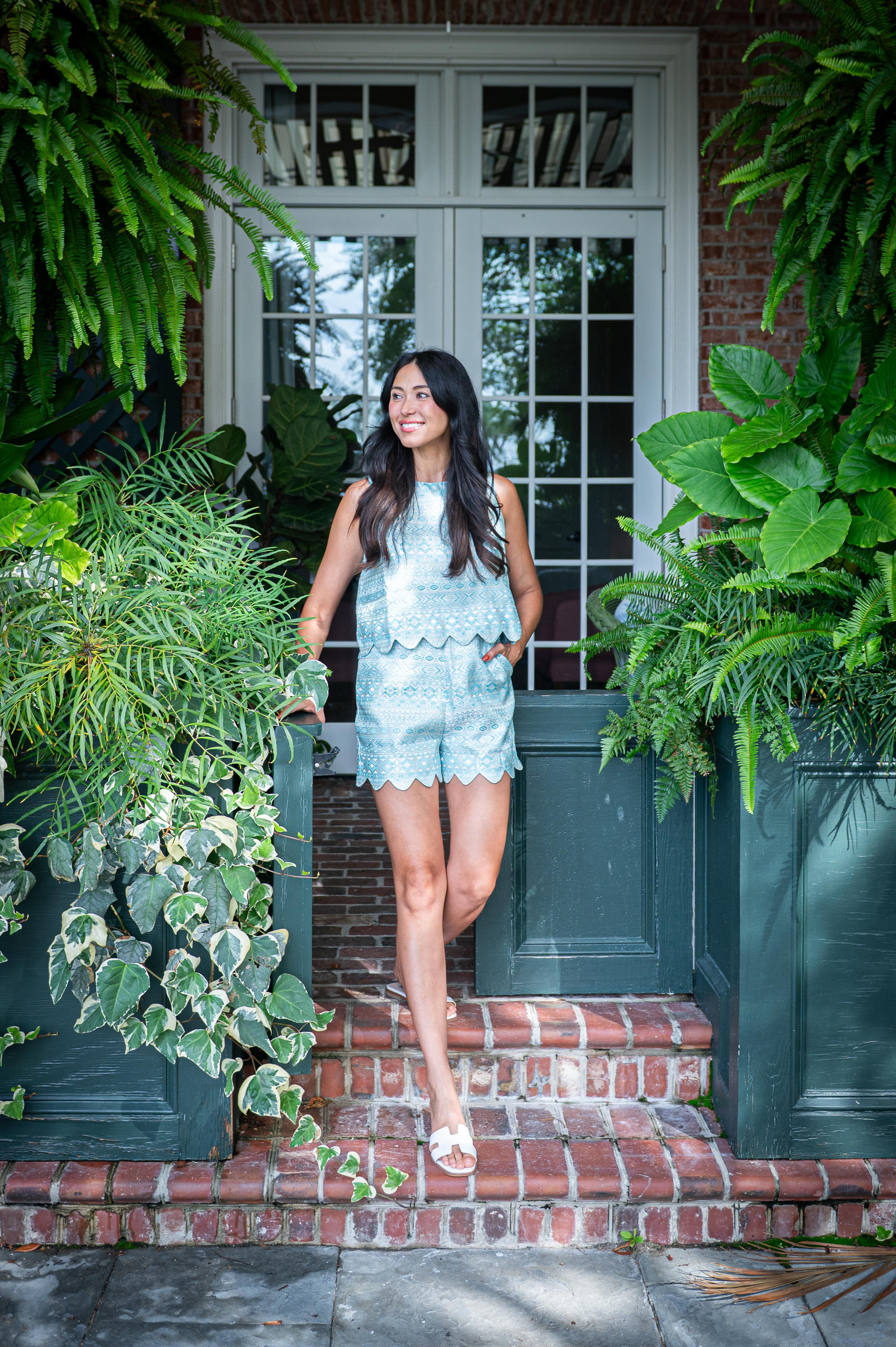 Mint & White Scalloped Short Set | Sail to Sable