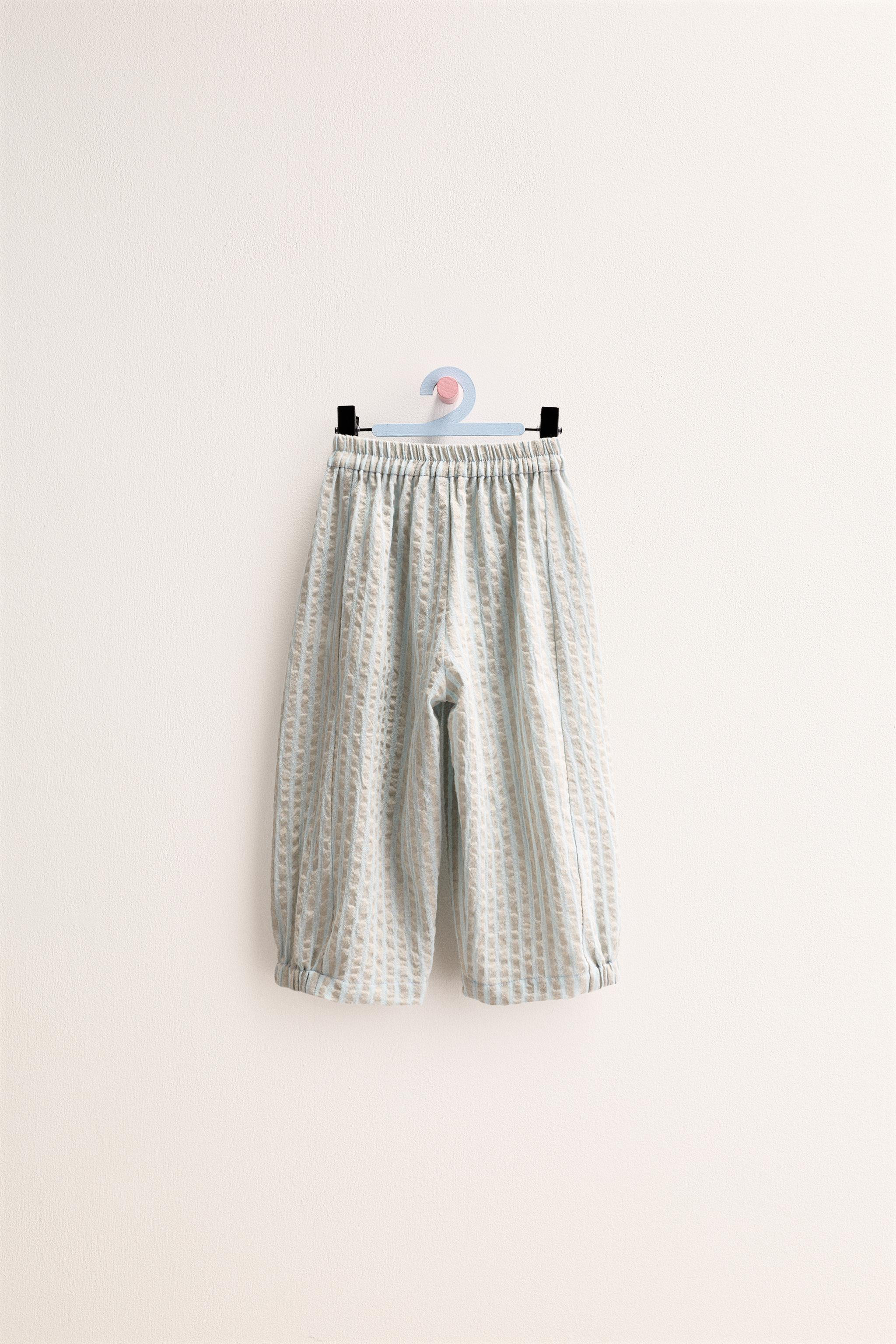 ZARA TIMELESS - STRIPED TEXTURED BAGGY PANTS | Zara US