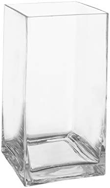 Royal Imports Flower Glass Vase Decorative Centerpiece for Home or Wedding Tall Rectangle Shape, 10" | Amazon (US)
