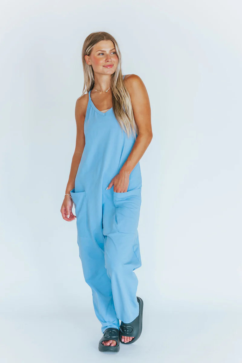 Laid-back Lifestyle Blue Drop Crotch Jumpsuit | Apricot Lane Boutique