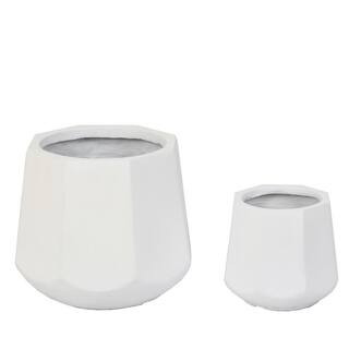 Octagon MgO White Composite Decorative Pots (2-Pack) | The Home Depot