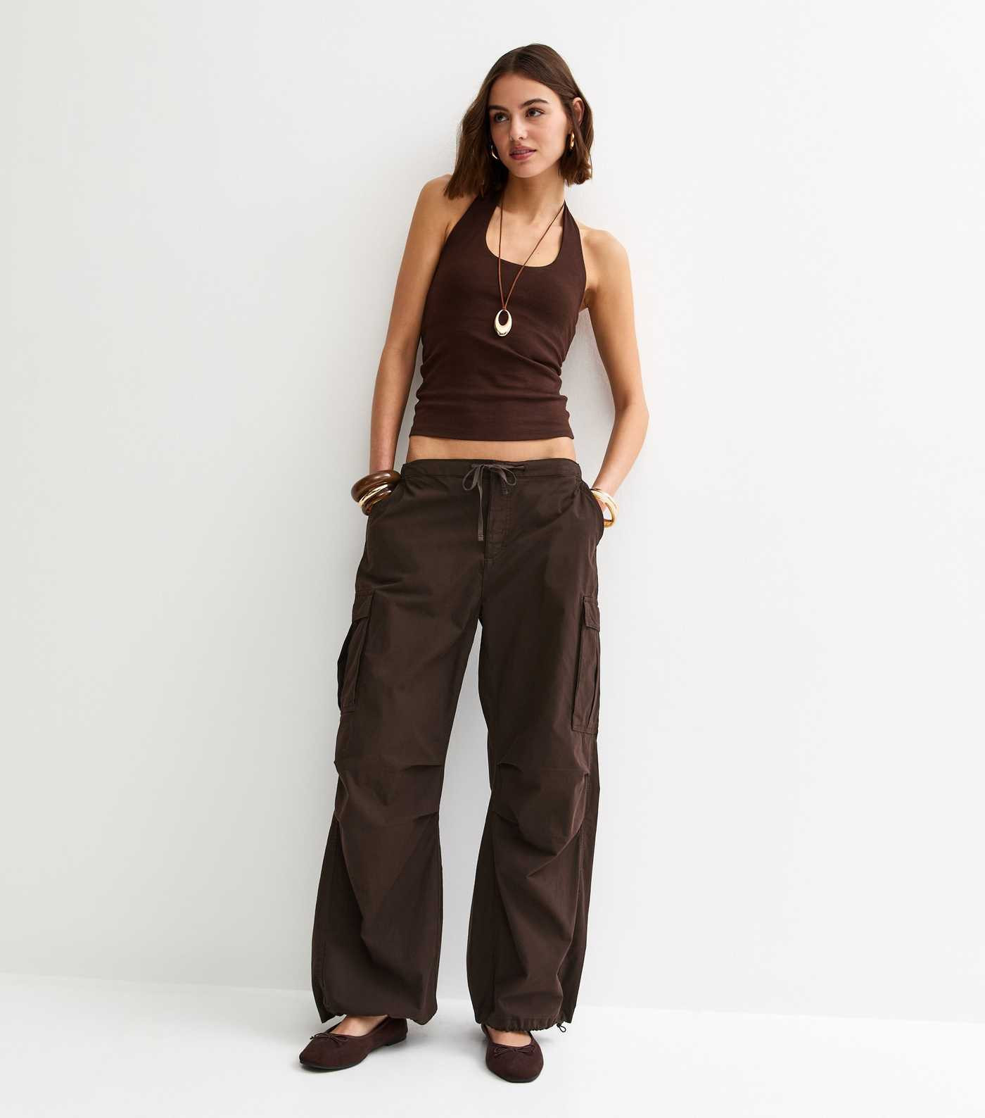 Dark Brown Cargo Pocket Parachute Trousers | New Look | New Look (UK)