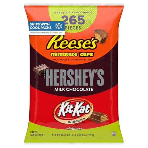 HERSHEY'S, KIT KAT and REESE'S Assorted Milk Chocolate Candy Variety Bag, Halloween Candy, 80.39 ... | Amazon (US)
