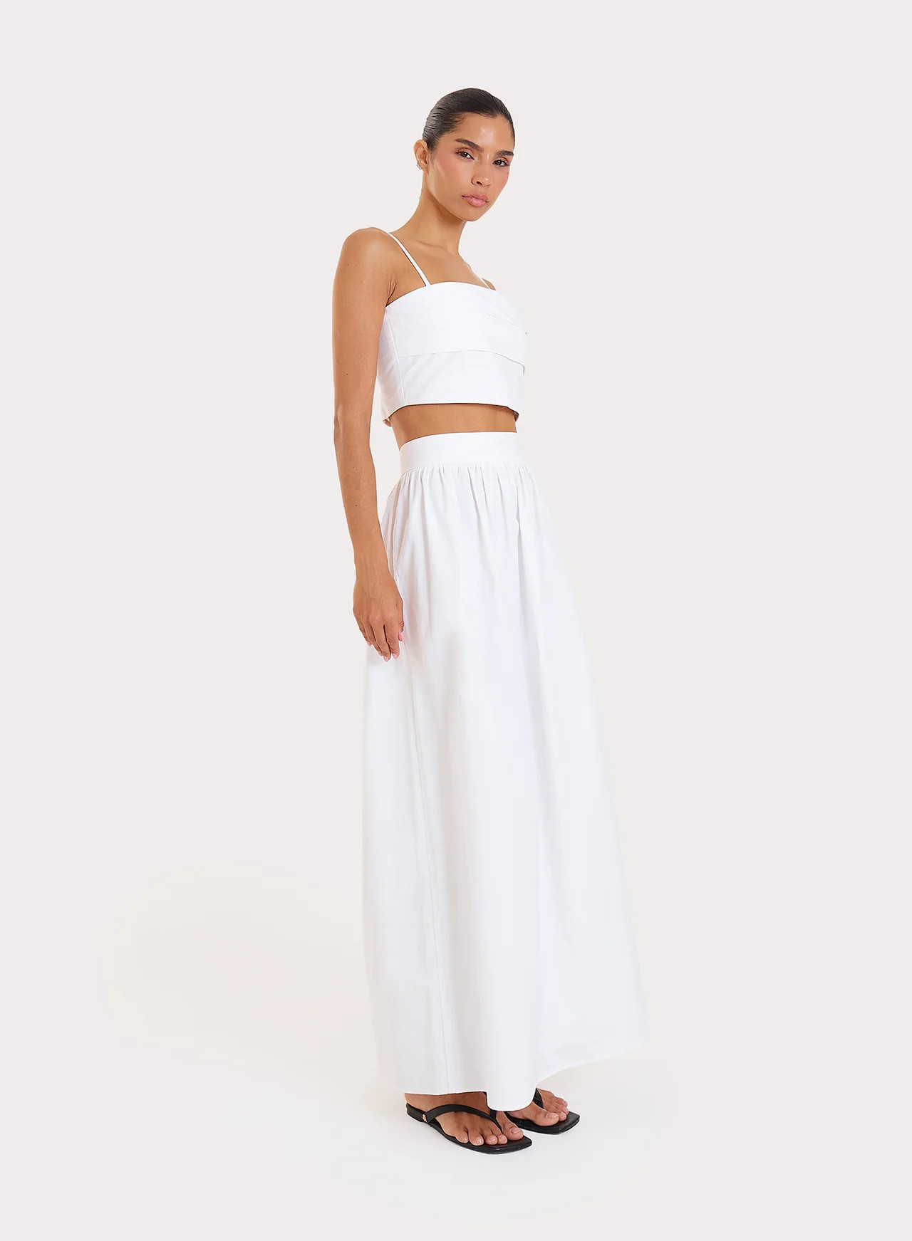 Women's White Cotton Cami Pleated Crop Top | Marina | 4th & Reckless | 4th & Reckless