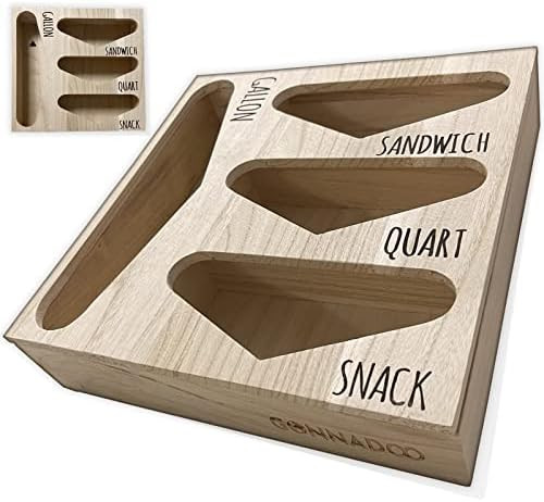 GONNADOO Wood Ziplock Organizer Box, Wood Kitchen Food Baggie Organization Dispenser for Kitchen ... | Amazon (US)