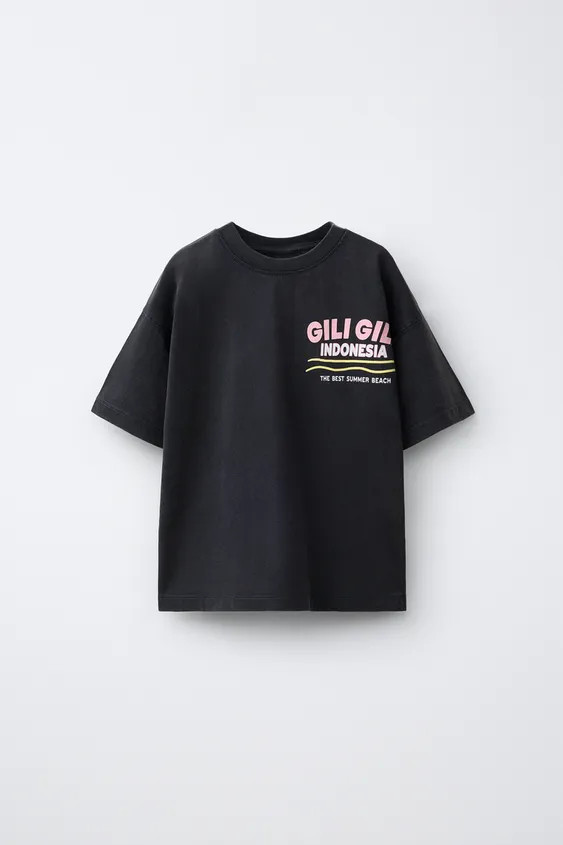 WASHED EFFECT TEXT T-SHIRT | Zara US