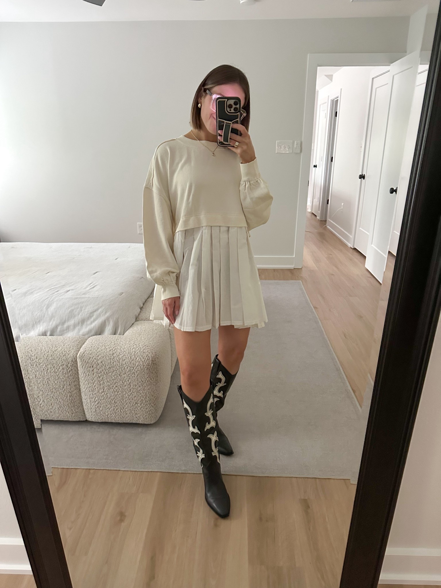 Free People Eleanor Layered Sweatshirt Minidress xs tts. This dress is boxy but in the cutest way! It is kind of sheer on the bottom half so maybe wear Spanx underneath! Also linking everything else I got from the Nordstrom Anniversary Sale

N sale, Nordstrom, Nordstrom anniversary sale, Free People, tshirt dress, sweatshirt dress, layered dress, western boots, cowboy boots, black boots 

#LTKFindsUnder100 #LTKShoeCrush #LTKSaleAlert