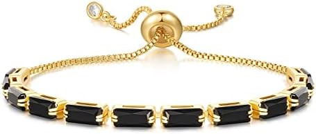 KissYan Tennis Bracelet for Women, 14K Gold Plated Cubic Zirconia Adjustable Slider Bracelets Tre... | Amazon (US)