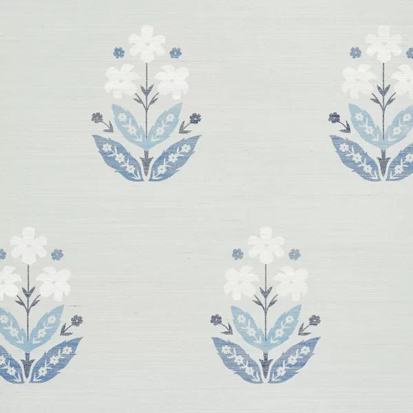 Floweret Floral Grass Cloth Wallpaper Double Roll | Wayfair North America