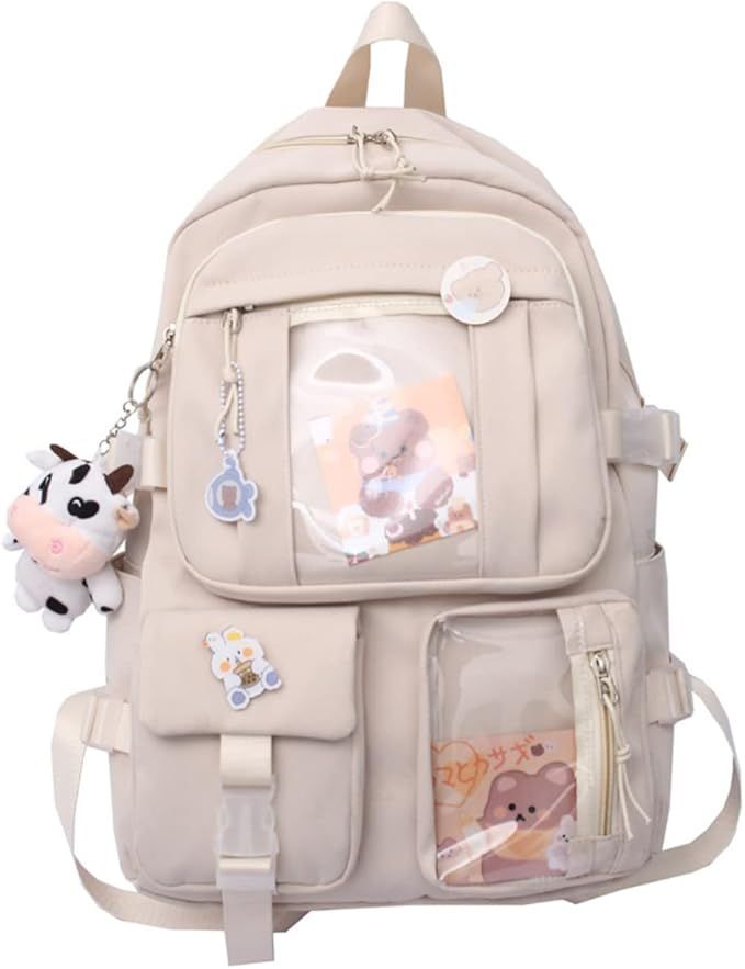 Kawaii Backpack with Pins Kawaii School Backpack Cute Aesthetic Backpack Cute Kawaii Backpack for... | Amazon (US)