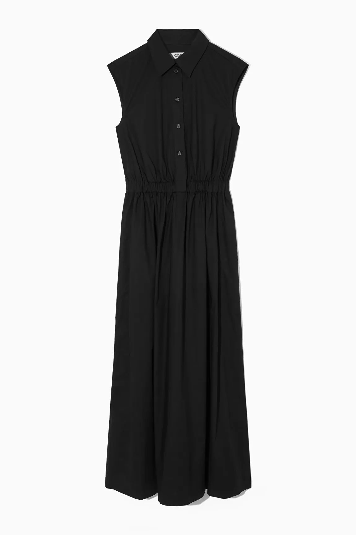SLEEVELESS MIDI SHIRT DRESS - Black - Dresses - COS | COS (US)