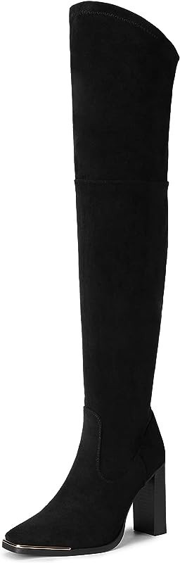 DREAM PAIRS Women's Over The Knee Boots Thigh High Square Toe Chunky Block HIgh Heel Long Sexy Fa... | Amazon (US)