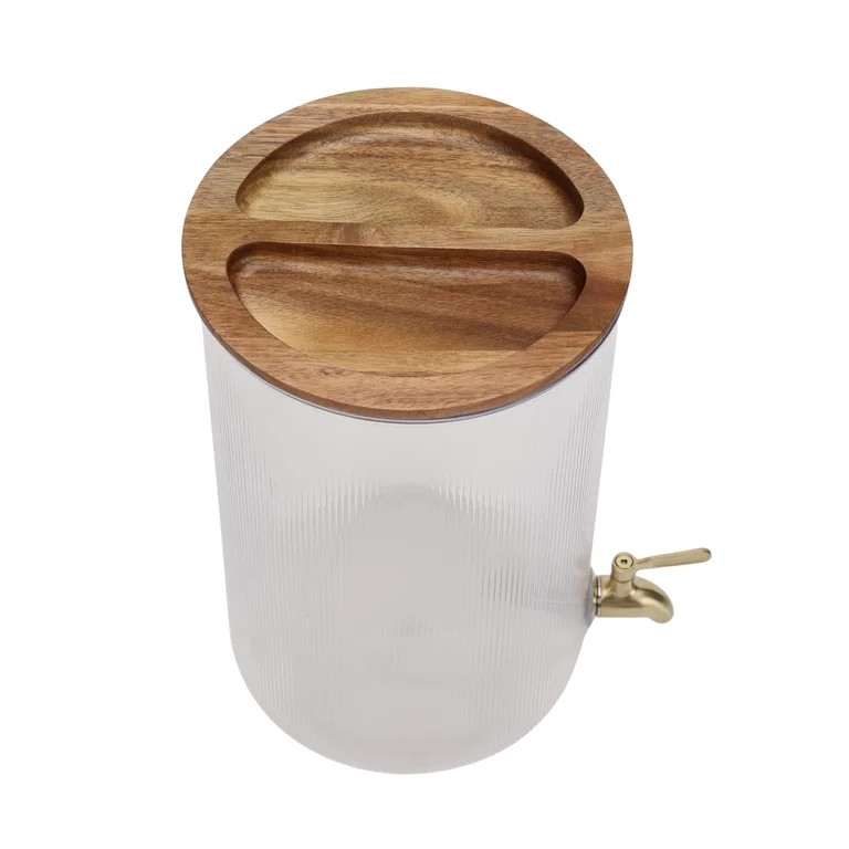 Better Homes and Gardens 2-Gallon Clear Countertop Beverage Dispenser with Acacia Wood Lid | Walmart (US)