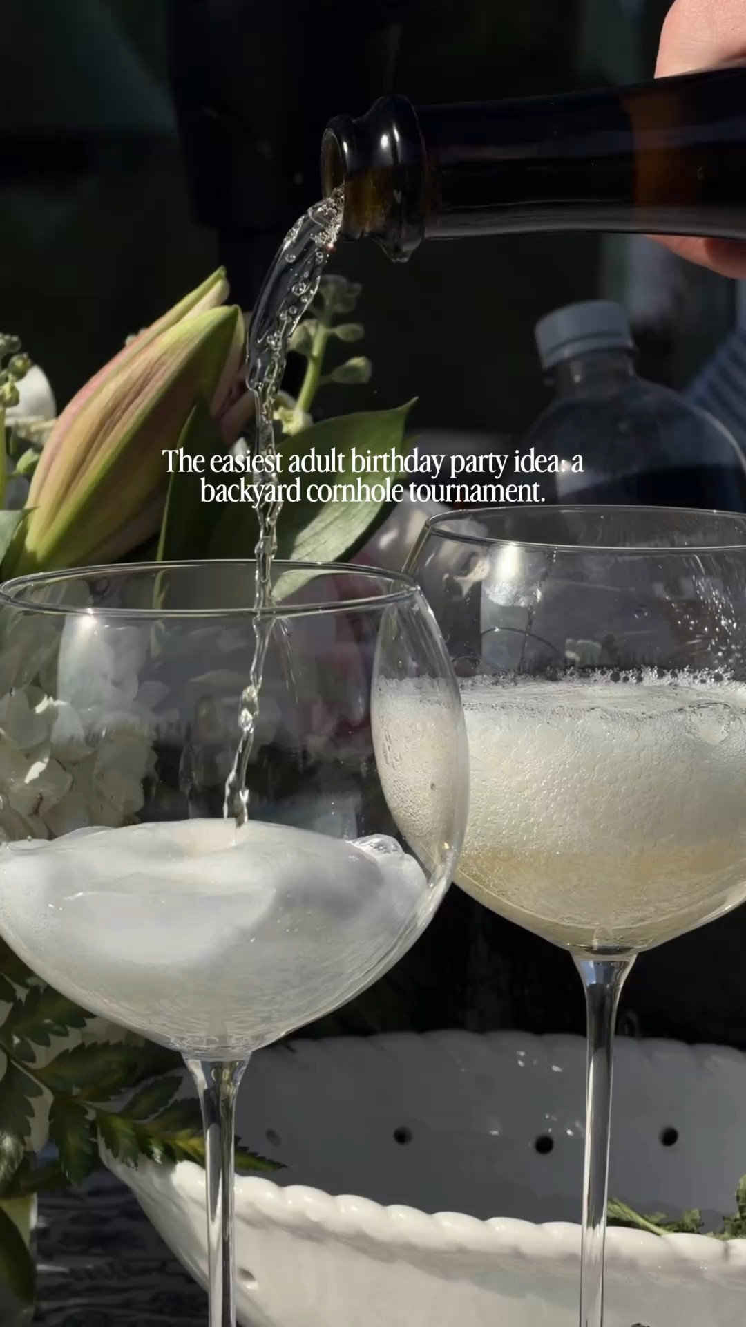 The easiest adult birthday party idea: host a backyard cornhole tournament. Add a simple drink station, chilled champagne, and a few hosting essentials to make it feel elevated but still effortless. Linking the glassware, serving pieces, and hosting favorites I used here. 

 