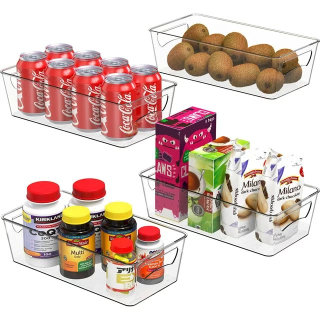 SimpleHouseware Refrigerator Organizer Storage Bins Kitchen/Pantry, Clear, Set of 4 - Walmart.com | Walmart (US)