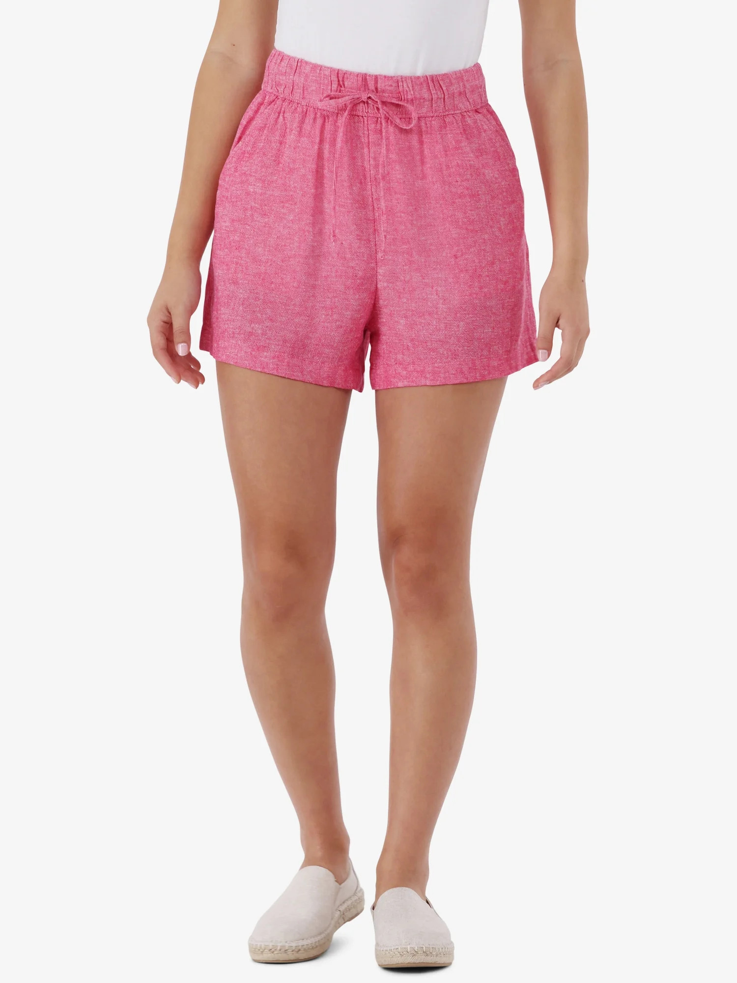 Time and Tru Women's Linen Blend Pull On Shorts, 3.5" Inseam, Sizes XS-XXXL | Walmart (US)