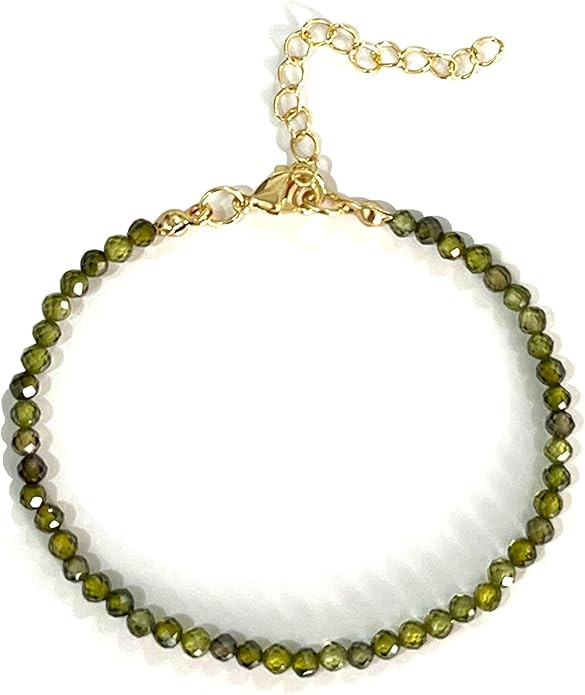 14K Gold Plated Beaded Gemstone Bracelets for Women Colorful Boho Natural Stone Bracelet Adjustab... | Amazon (US)