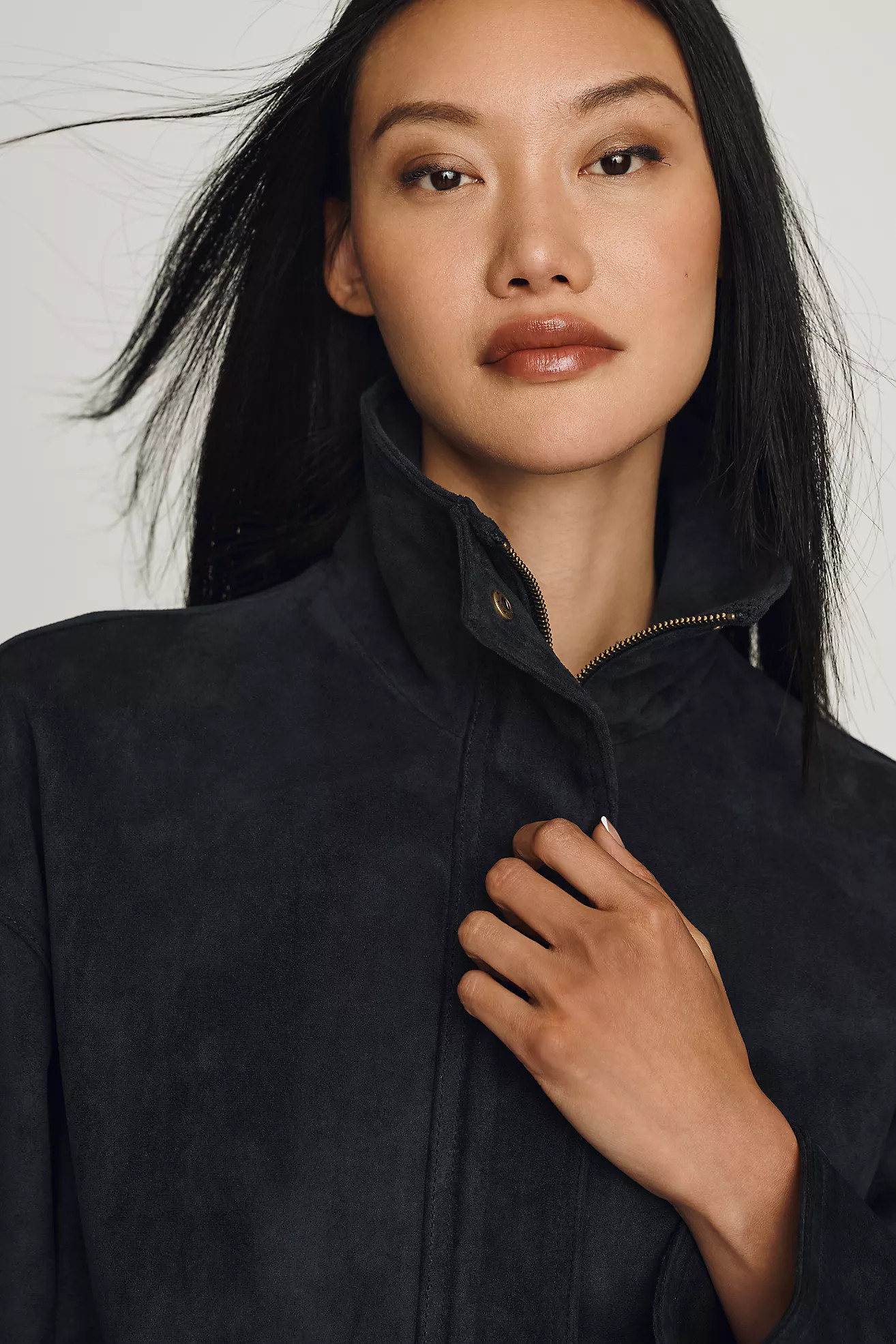 Maeve Imara Faux-Suede Funnel-Neck Jacket | Anthropologie (US)