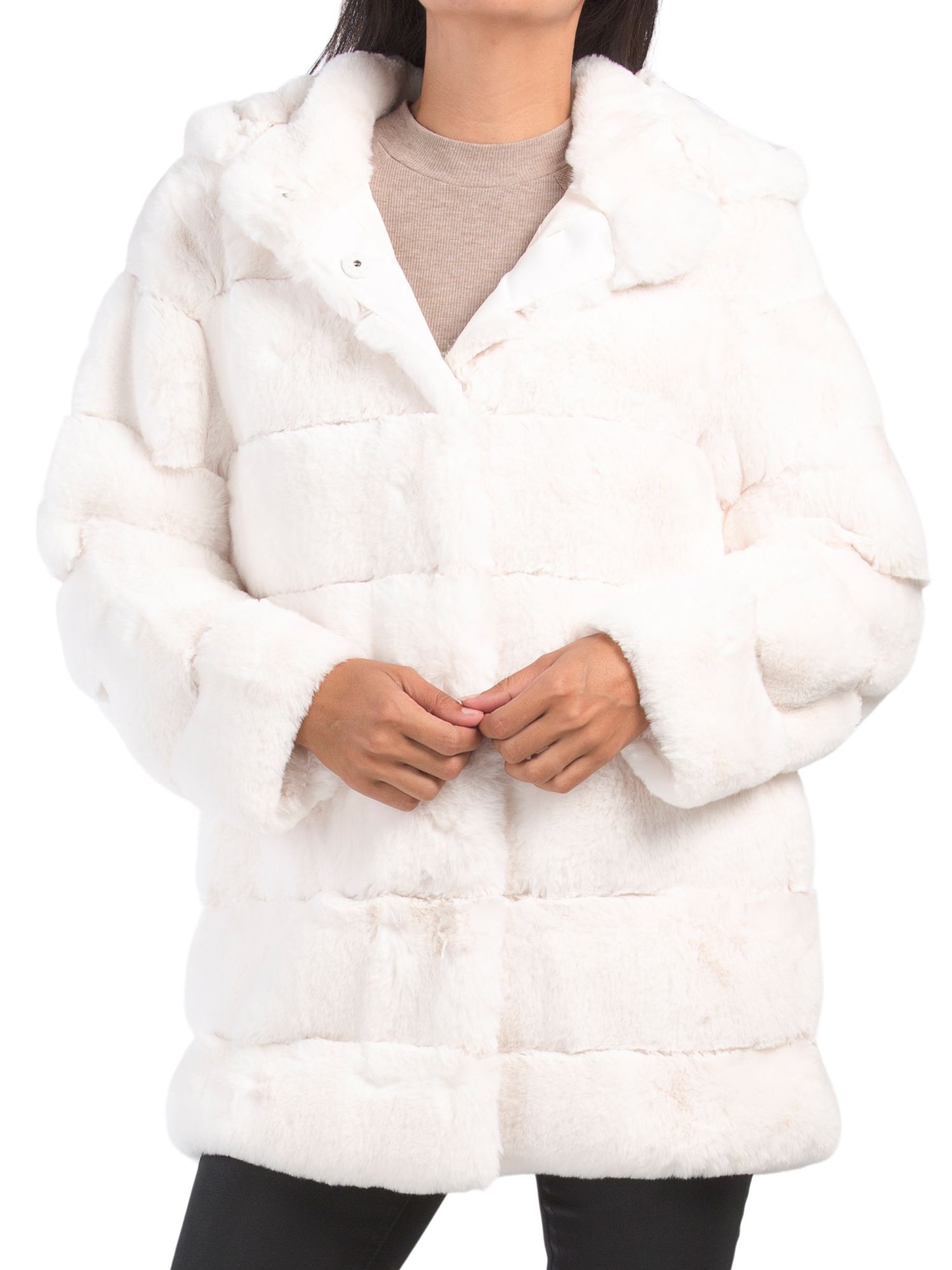 Sculpted Hooded Faux Rabbit Coat | Luxe Gifts | Marshalls | Marshalls