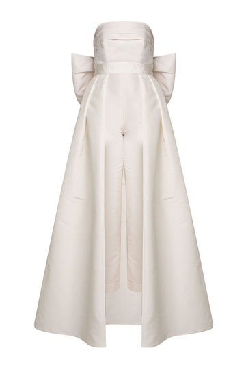 Margaret Silk Faille Jumpsuit with Convertible Skirt | ALEXIA MARIA