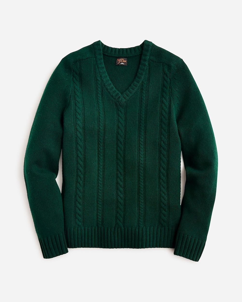 Heavyweight cashmere cable-knit V-neck sweater | J.Crew US