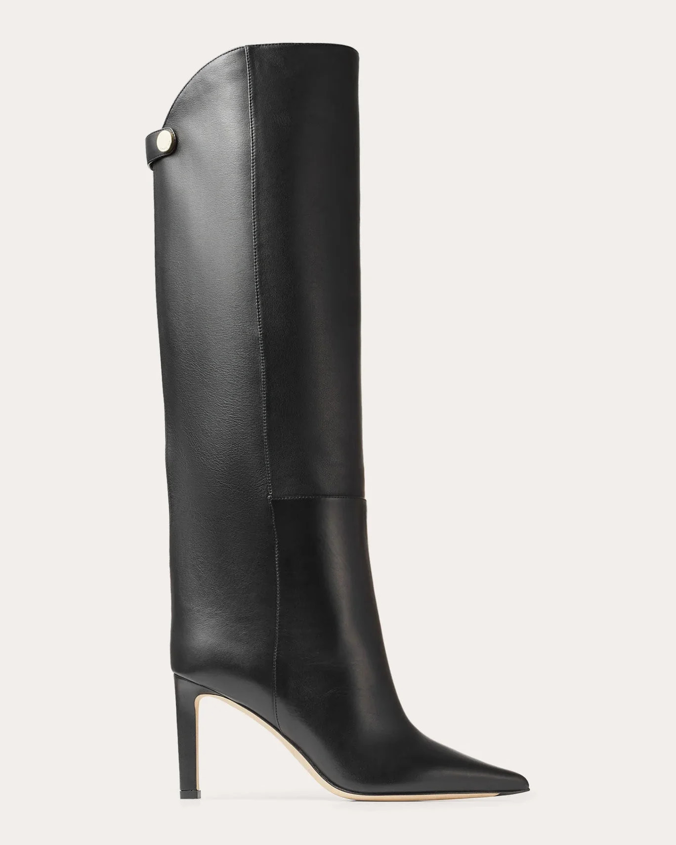 Jimmy Choo Women's Alizze 85 Leather Knee-High Boot in Black Leather/Rubber | Olivela