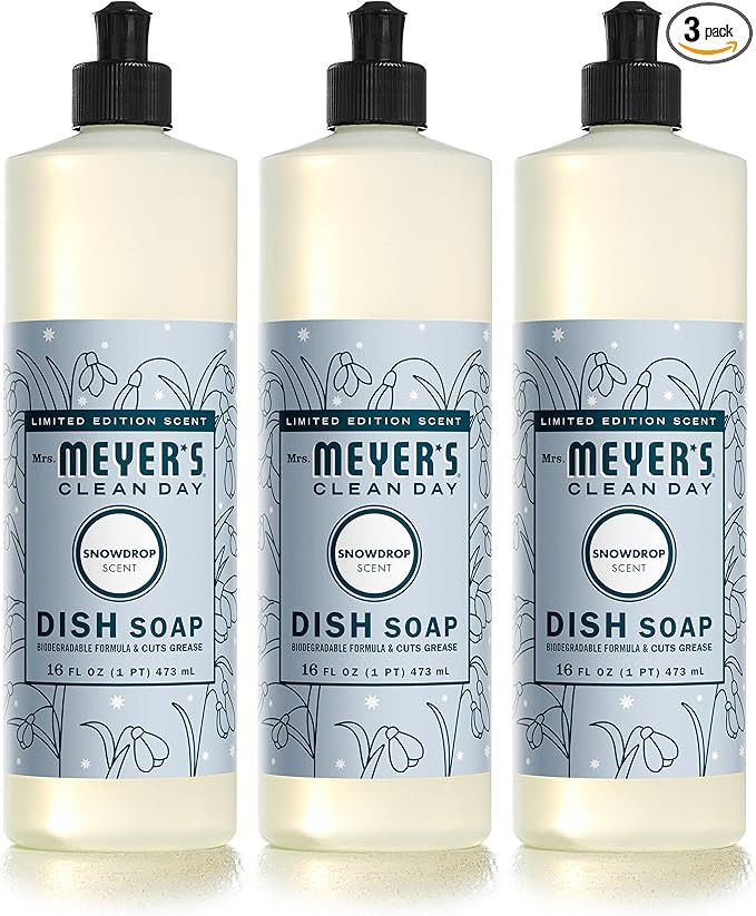 MRS. MEYER'S CLEAN DAY Liquid Dish Soap, Biodegradable Formula, Limited Edition Snowdrop, 16 Fl. ... | Amazon (US)