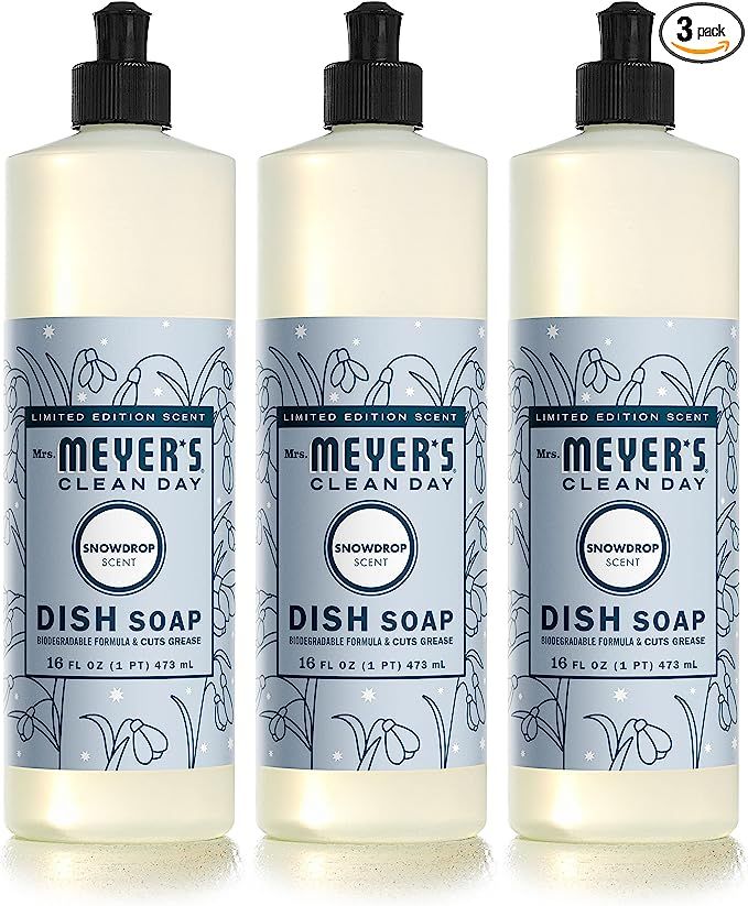 Mrs. Meyer's Liquid Dish Soap, Biodegradable Formula, Limited Edition Snowdrop, 16 fl. oz - Pack ... | Amazon (US)