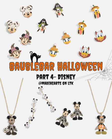 BaubleBar Halloween collection for 2023, part 4 of 5, more Disney items! For more Halloween fun, check out my 2nd TikTok @madiheartstoo
// spooky cute Halloween fun lover jewelry rhinestoned disney halloween Mickey Mouse Minnie Mouse Donald Duck Daisy Duck Goofy Pluto skeleton Mickey earrings necklaces ghost 

#LTKSeasonal #LTKunder50