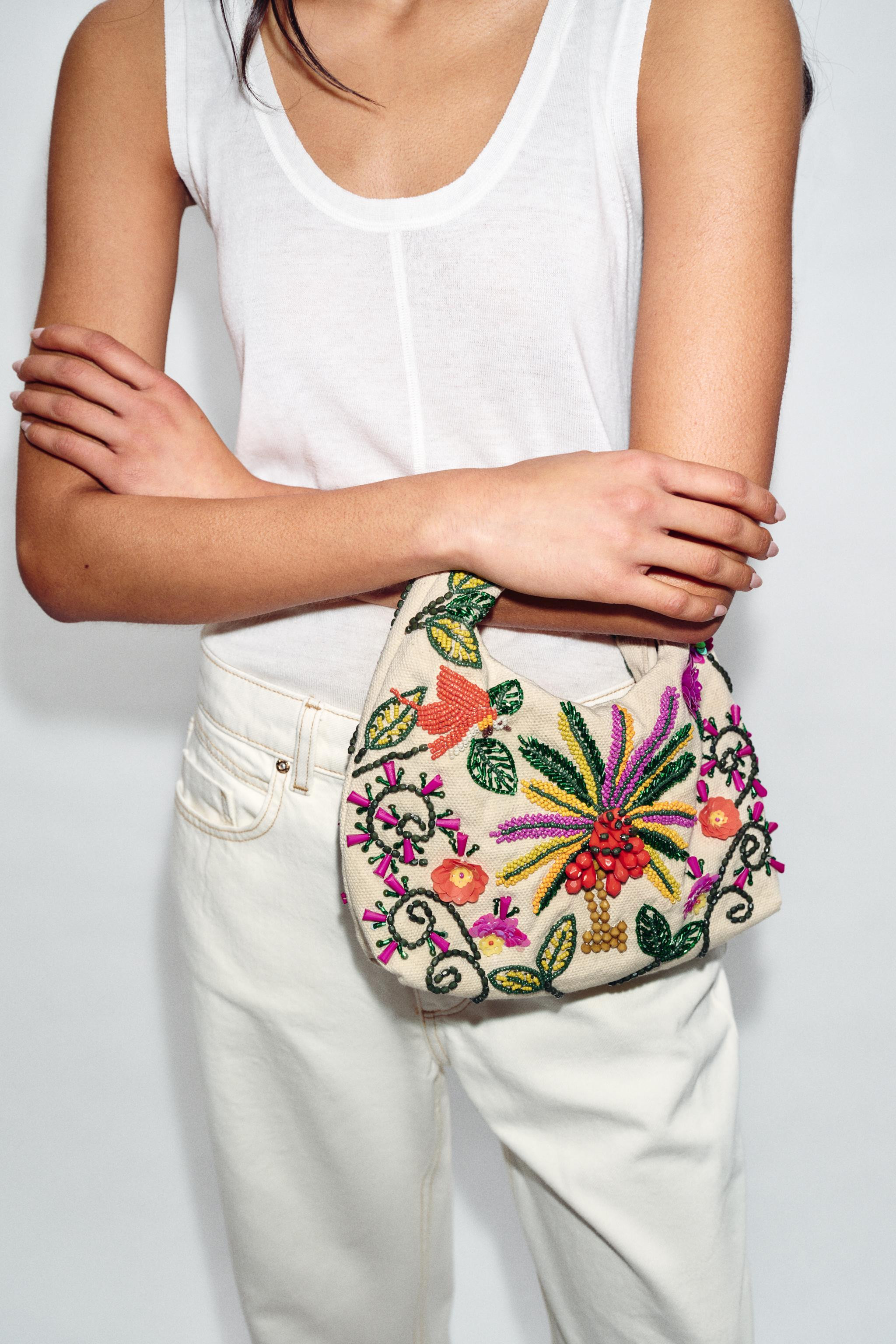 BEADED PRINTED BAG | Zara UK