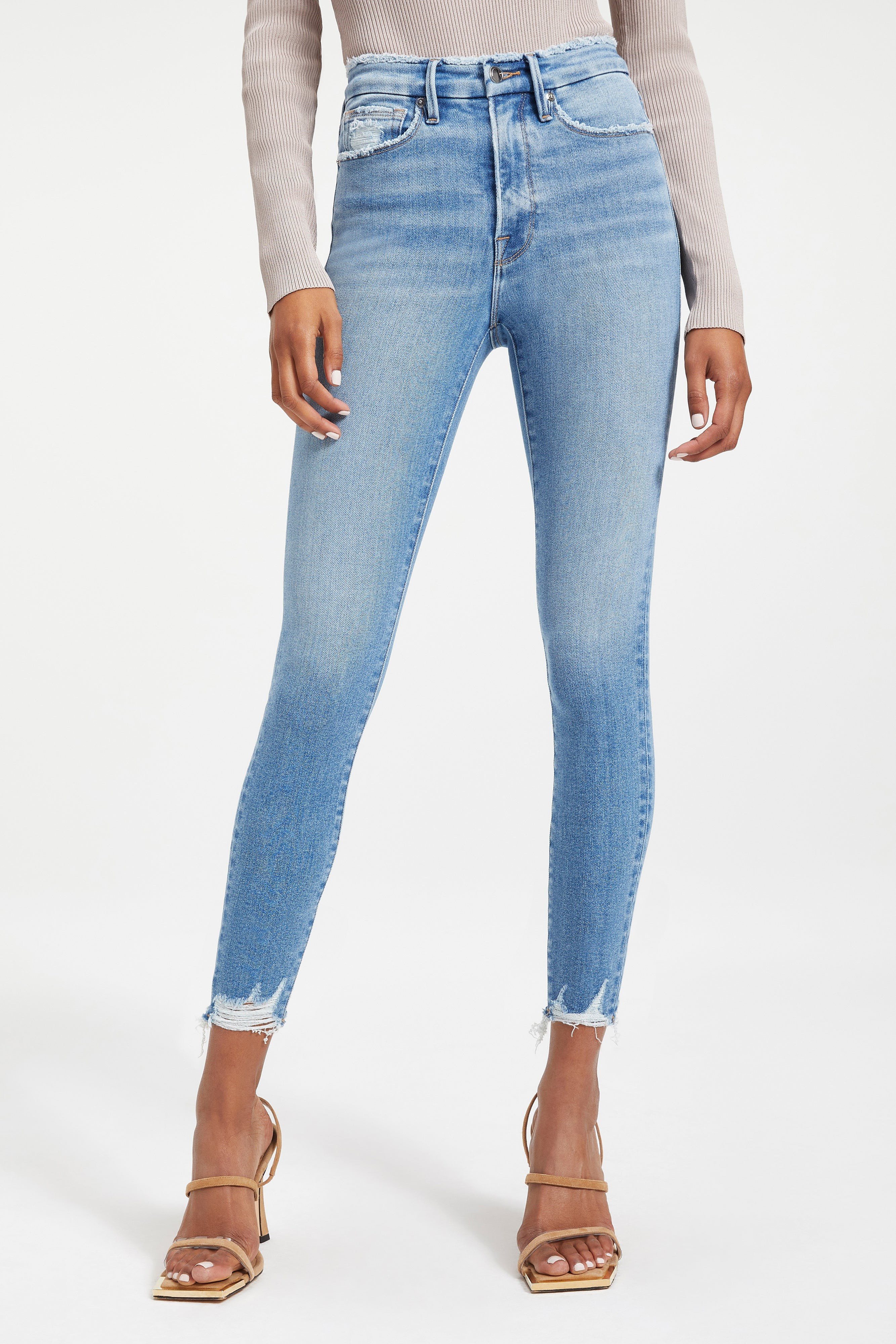 GOOD WAIST CROP W/ CHEWED HEM | INDIGO021 | Good American