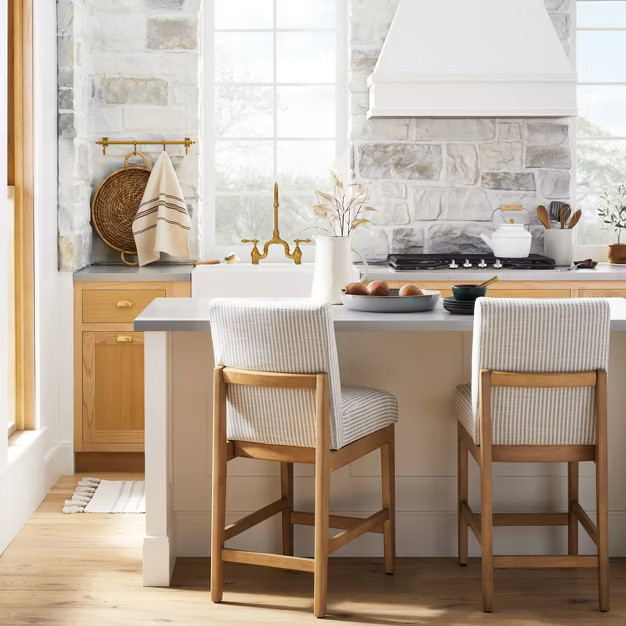 Upholstered Natural Wood Slipper Counter Stool - Hearth & Hand™ with Magnolia | Target