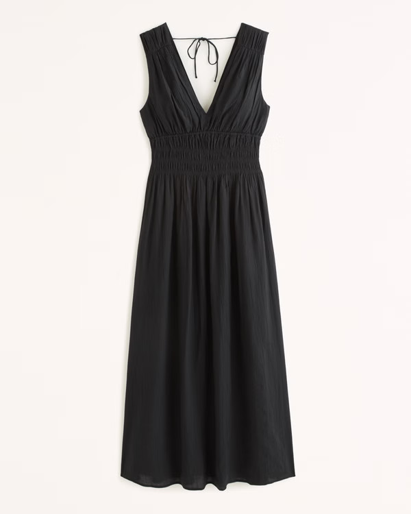 Crinkle Textured Smocked Waist Maxi Dress | Abercrombie & Fitch (US)