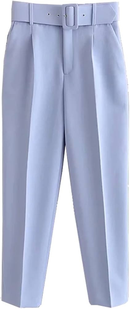 QUALITY COTTON HOUSE Women with Belt Side Pockets Office Wear Pants Vintage High Waist Zipper Fly... | Amazon (US)