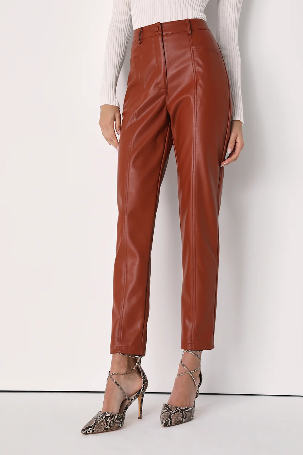 Do That Thing Brown Vegan Leather Straight Leg Pants | Lulus (US)