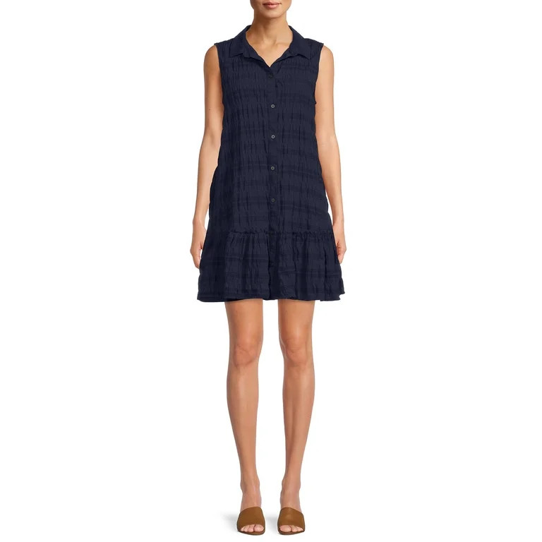 Time and Tru Women's Sleeveless Shirt Dress - Walmart.com | Walmart (US)