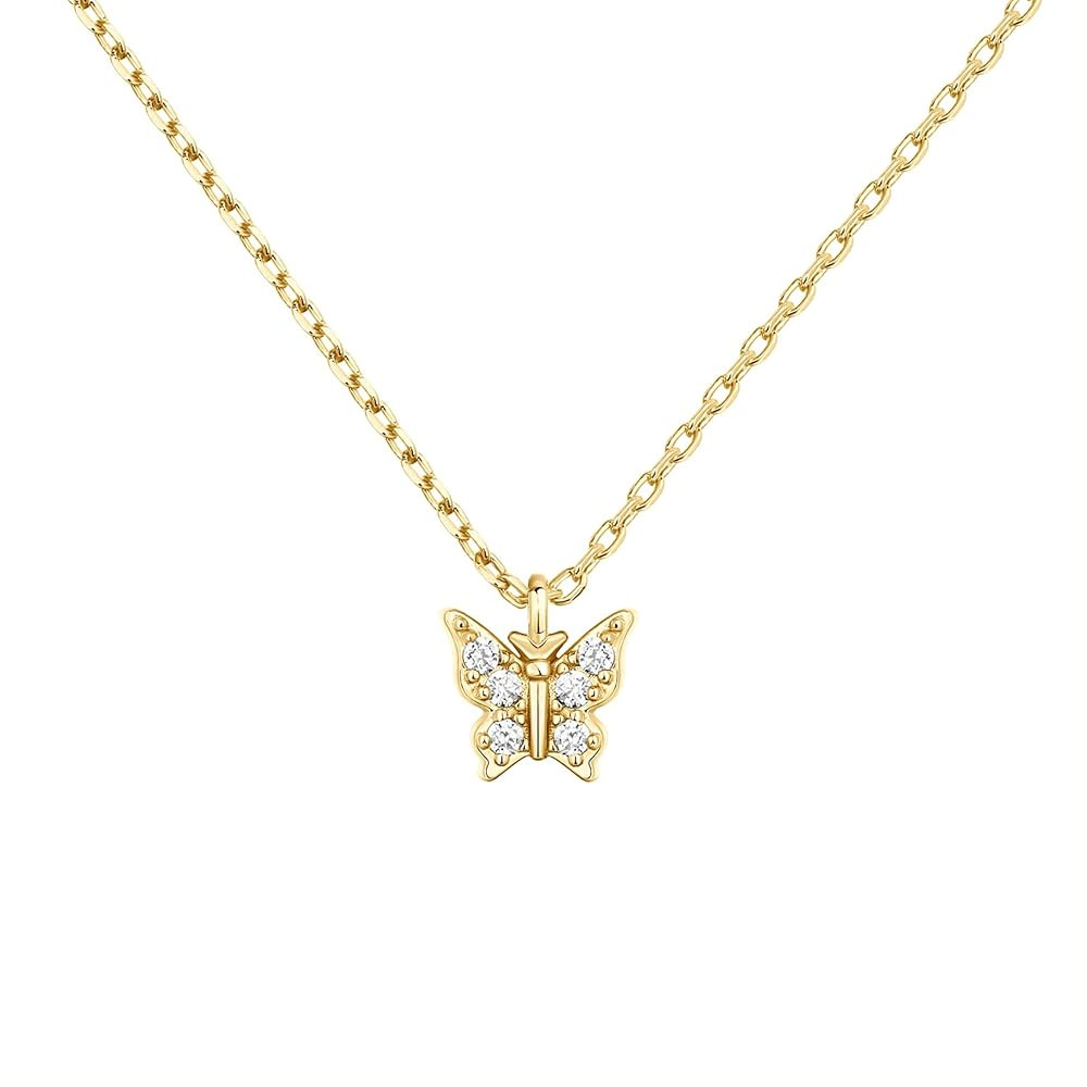 PAVOI 14K Gold Plated Dainty Cubic Zirconia Pendant Necklace for Women | Dot, Elephant, Butterfly... | Amazon (US)