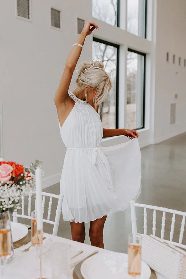 Cause To Celebrate Pleated Dress In White | Impressions Online Boutique
