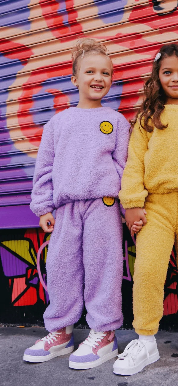 Bright Smiley Fuzzy Set Lavender | Lola + The Boys