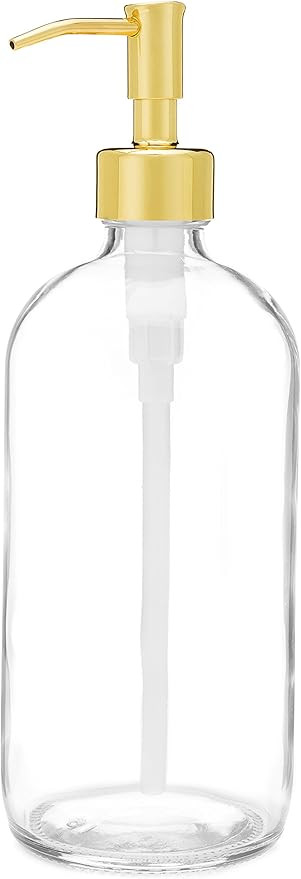 Rail19 Market Clear Glass Soap Dispenser with Metal Soap Pump for Kitchens and Baths - Great for ... | Amazon (US)