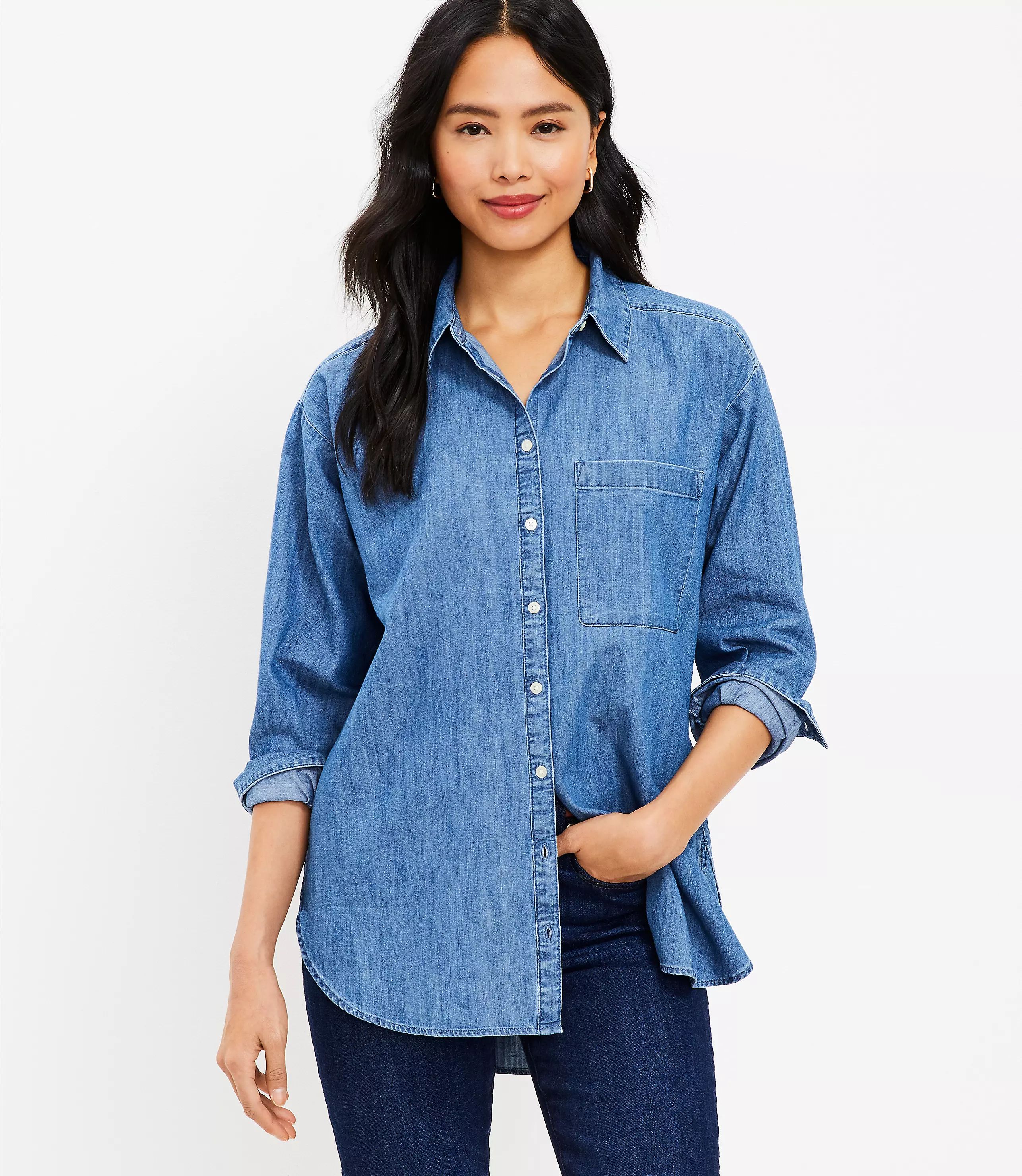 Petite Chambray Oversized Everyday … curated on LTK