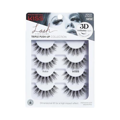 KISS Triple Push-Up, False Eyelashes, 'Robe', 12mm, Includes 4 Pairs Of Lashes, Easy to Apply, Reusable Lash Clusters | Amazon (US)